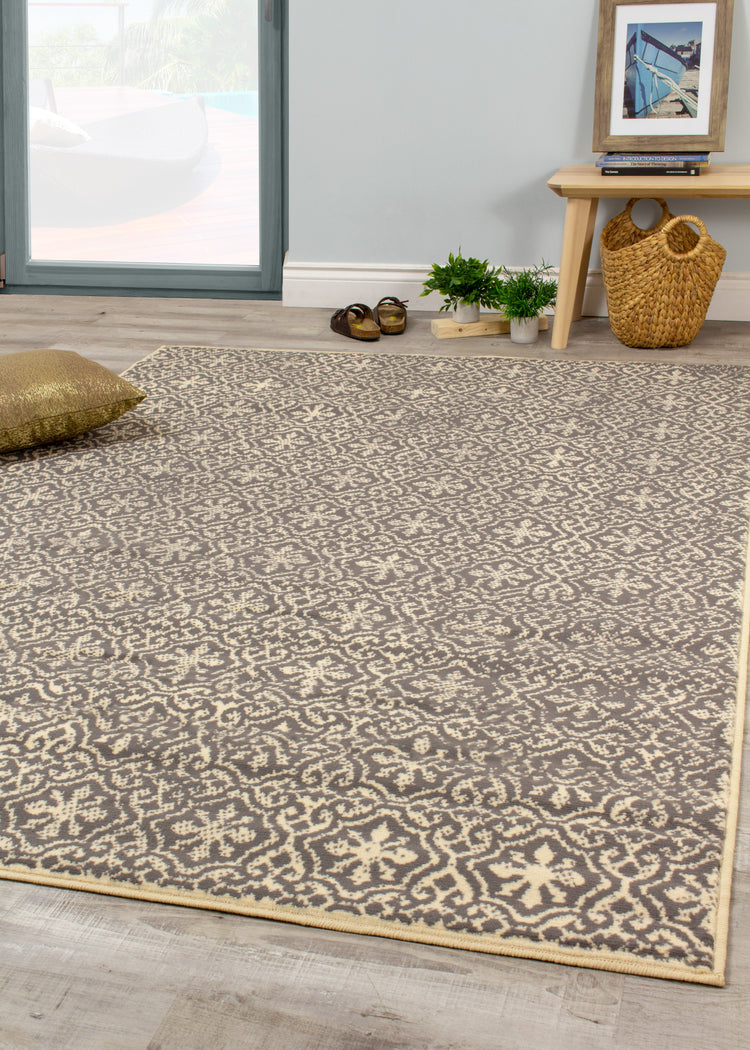 Fiona 3615_7935 Alfombra gris crema con pequeños soles de Novelle Home