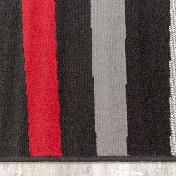 Fiona 3637_1945 Alfombra con pista de mármol negro, gris y rojo de Novelle Home