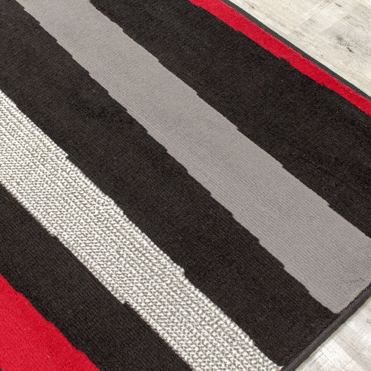 Fiona 3637_1945 Alfombra con pista de mármol negro, gris y rojo de Novelle Home