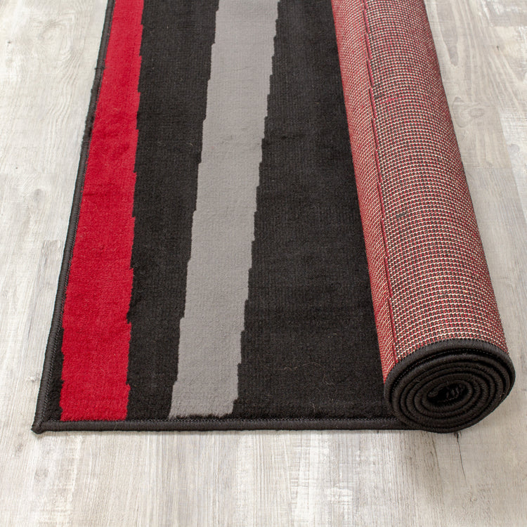 Fiona 3637_1945 Alfombra con pista de mármol negro, gris y rojo de Novelle Home