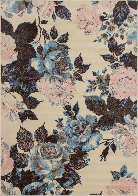 Fiona 3804_5833 Alfombra floral crema azul rosa de Novelle Home