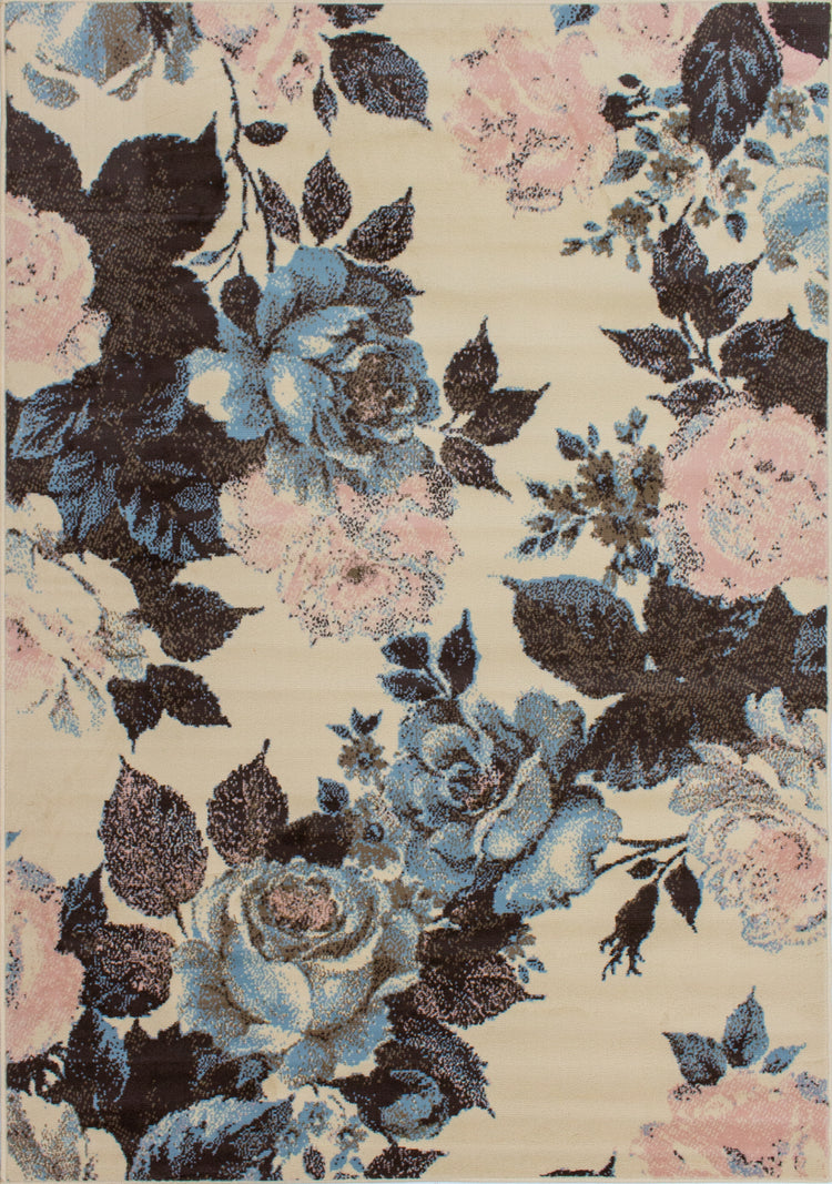 Fiona 3804_5833 Alfombra floral crema azul rosa de Novelle Home