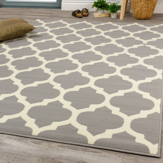 Fiona 5034_9944 Alfombra de área Ogee clásica en gris y blanco de Novelle Home