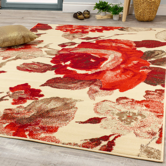 Fiona 5035_3933 Red Vintage Botanical Flower Area Rug by Novelle Home