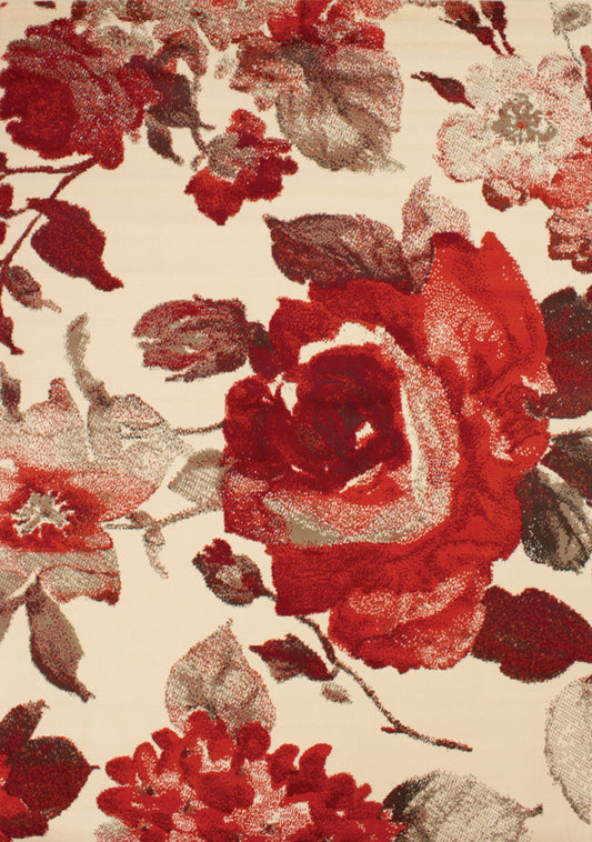 Fiona 5035_3933 Red Vintage Botanical Flower Area Rug by Novelle Home
