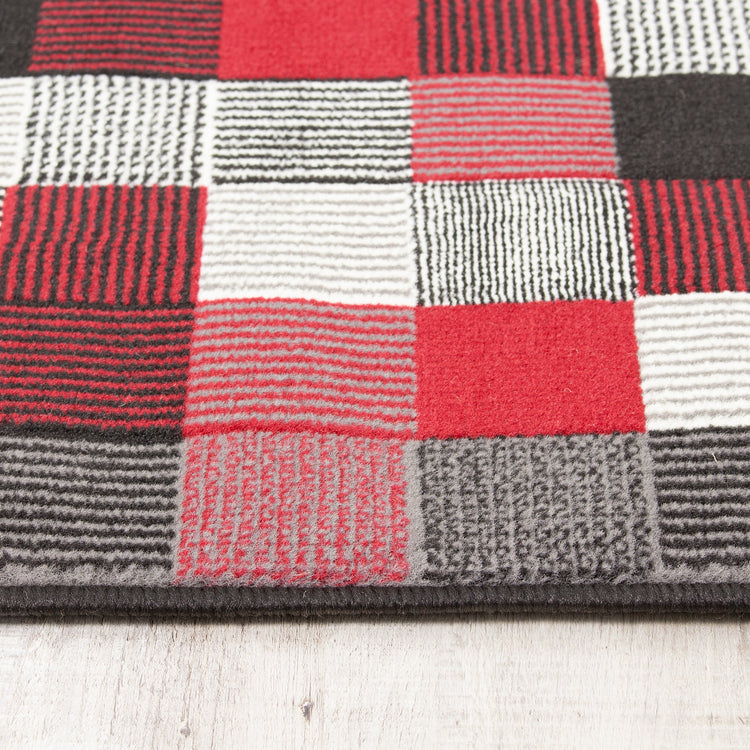 Fiona 700669_11944 Red Grey Black Tiny Blocks Rug by Novelle Home