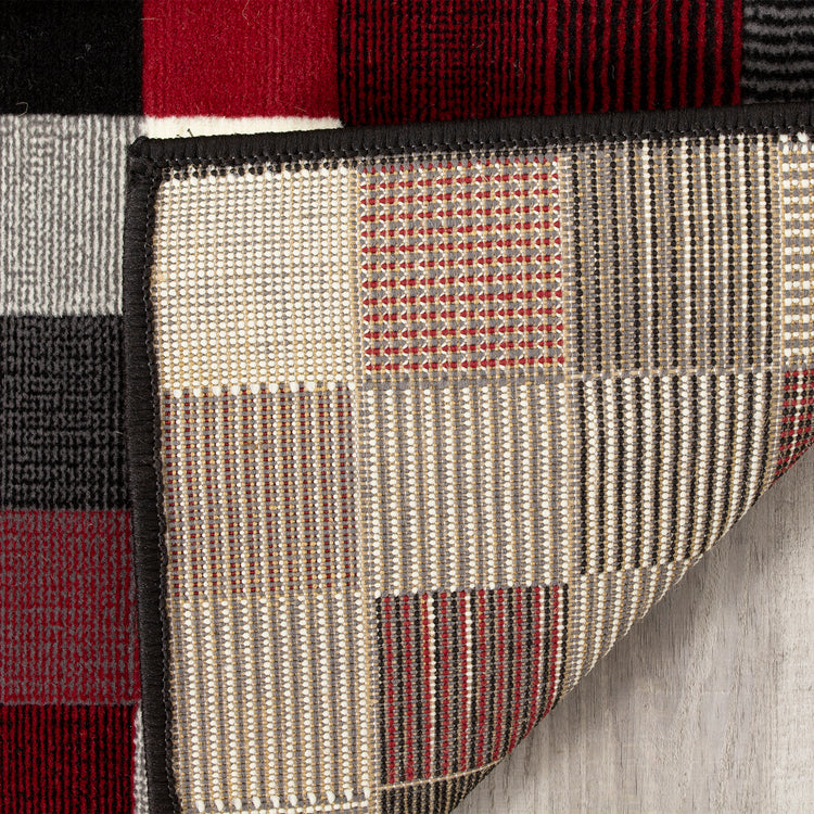 Fiona 700669_11944 Red Grey Black Tiny Blocks Rug by Novelle Home