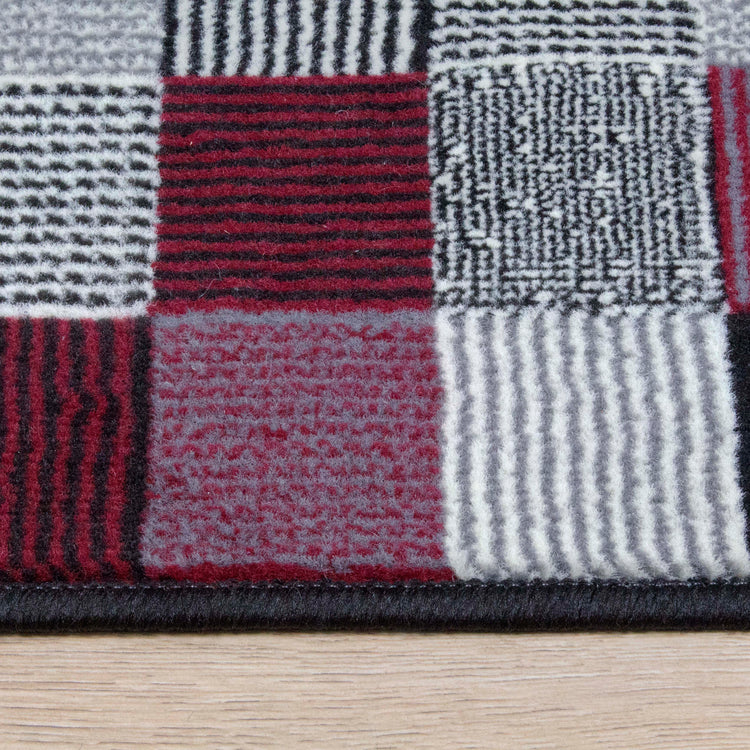 Fiona 700669_11944 Red Grey Black Tiny Blocks Rug by Novelle Home