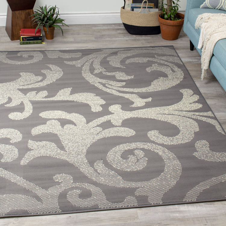 Fiona 701300_11922 Alfombra giratoria gris crema de Novelle Home