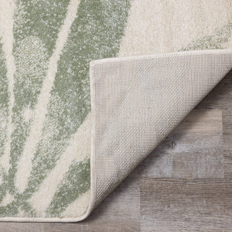 Focus Cream Green Palm Branch Rug by Kalora Interiors