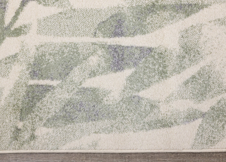 Focus Cream Green Palm Branch Rug by Kalora Interiors