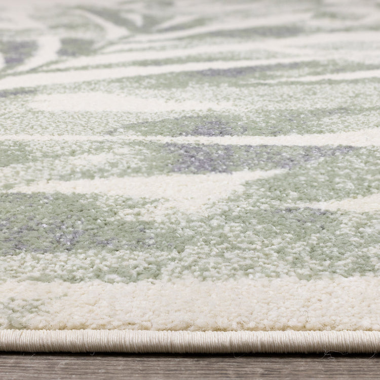 Focus Cream Green Palm Branch Rug by Kalora Interiors