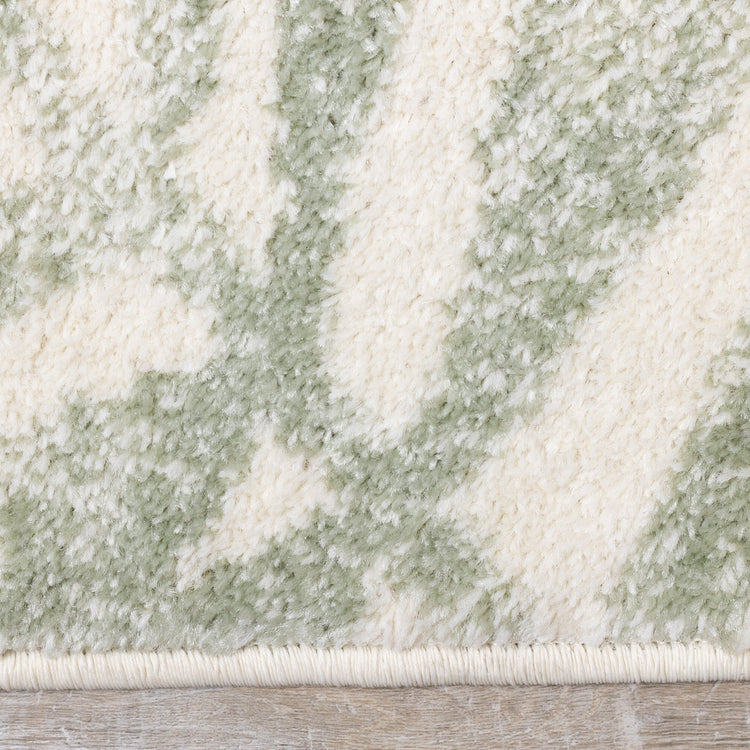 Focus Cream Green Palm Branch Rug by Kalora Interiors