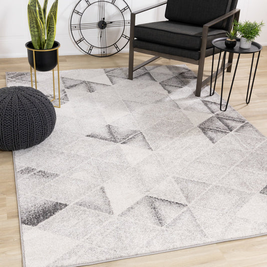 Alfombra de columna vertical con triángulo envejecido en crema gris Focus de Kalora Interiors