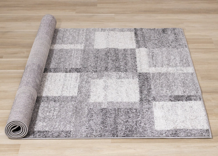 Focus Grey White Squares Rug by Kalora Interiors
