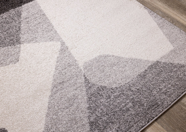 Focus Grey White Geometric Shapes Rug by Kalora Interiors