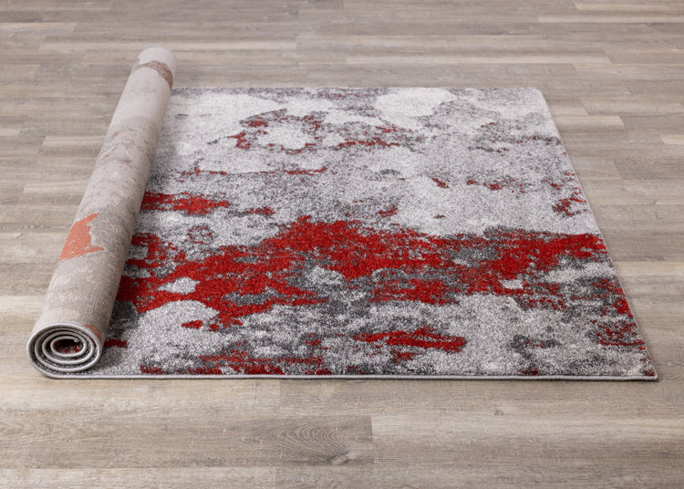Freemont Grey/Red Abstract Expression Rug by Kalora Interiors