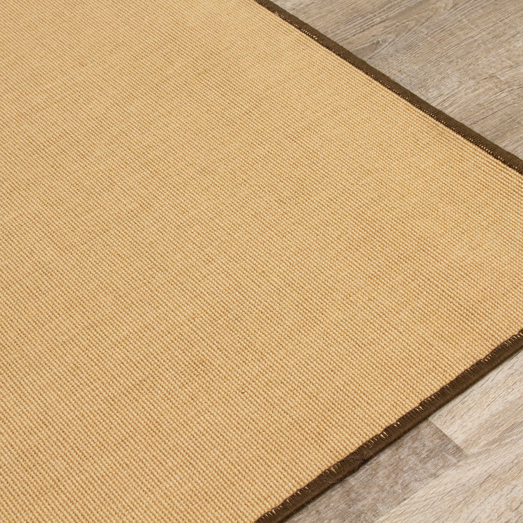 Golden Fibre 2243 Beige Micro Boucle Brown Border Jute Area Rug by Novelle Home