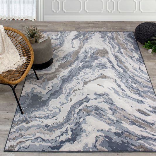 Alfombra Intrigue Rushing Water en beige/azul/crema de Kalora Interiors