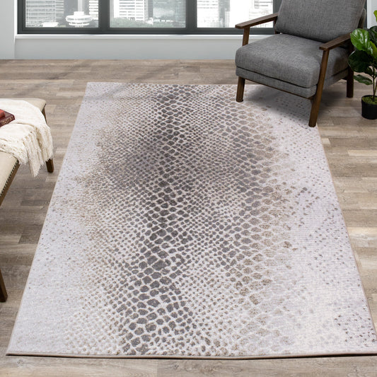 Alfombra Intrigue Cream Grey Brown Snake Skin de Kalora Interiors