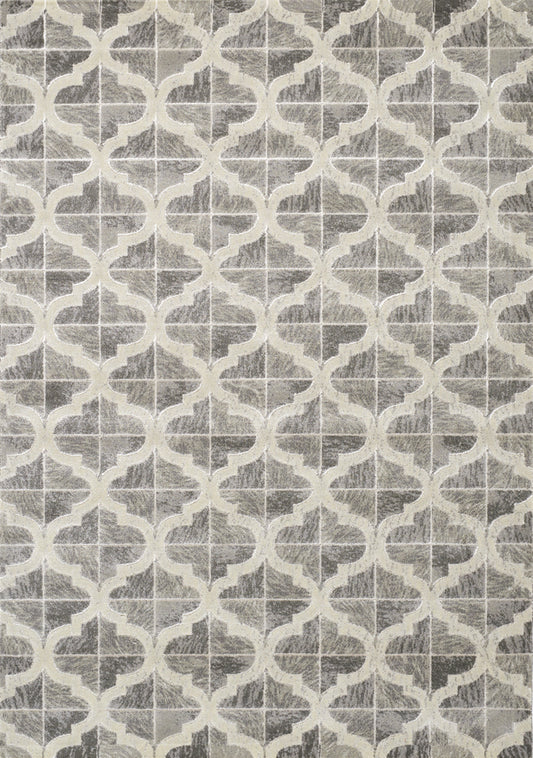 Juneau 4608_67 Grey White Ogee Pattern Area Rug by Novelle Home