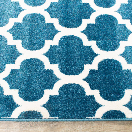 Kyla 11158_140 Teal Cream Ogee Area Rug by Novelle Home