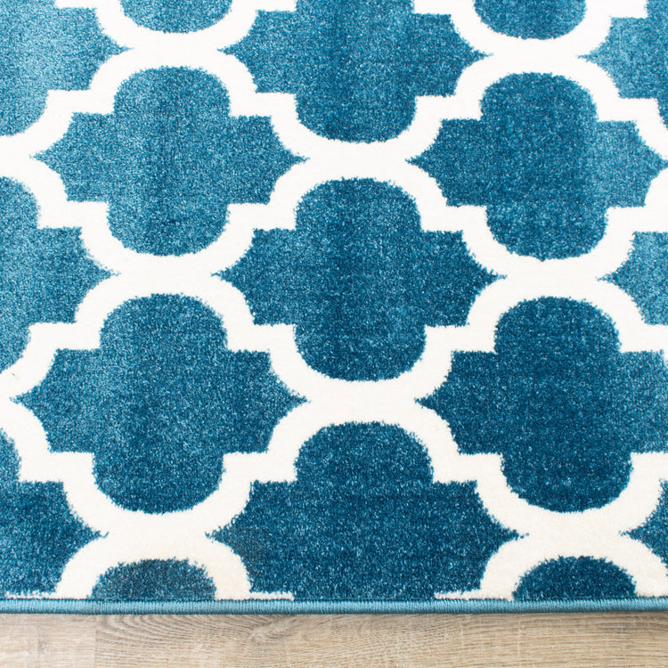 Kyla 11158_140 Teal Cream Ogee Area Rug by Novelle Home