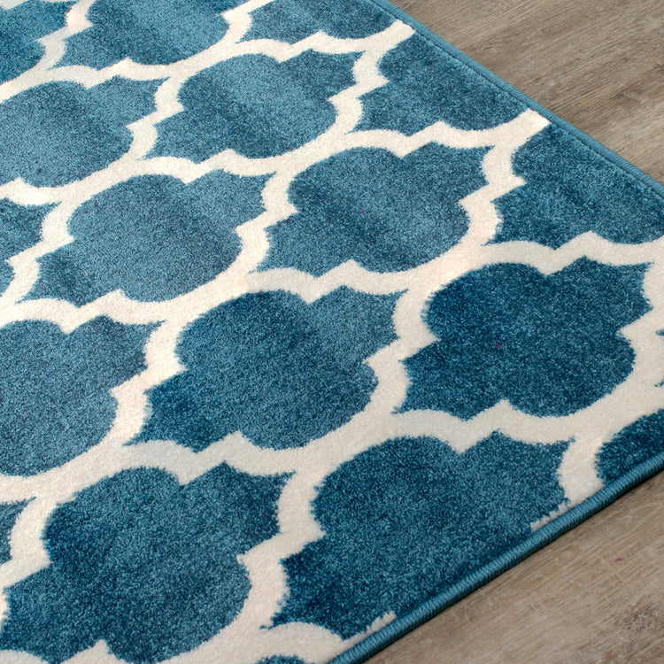 Kyla 11158_140 Teal Cream Ogee Area Rug by Novelle Home