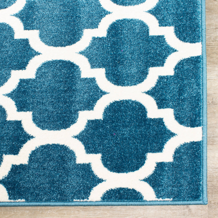 Kyla 11158_140 Teal Cream Ogee Area Rug by Novelle Home
