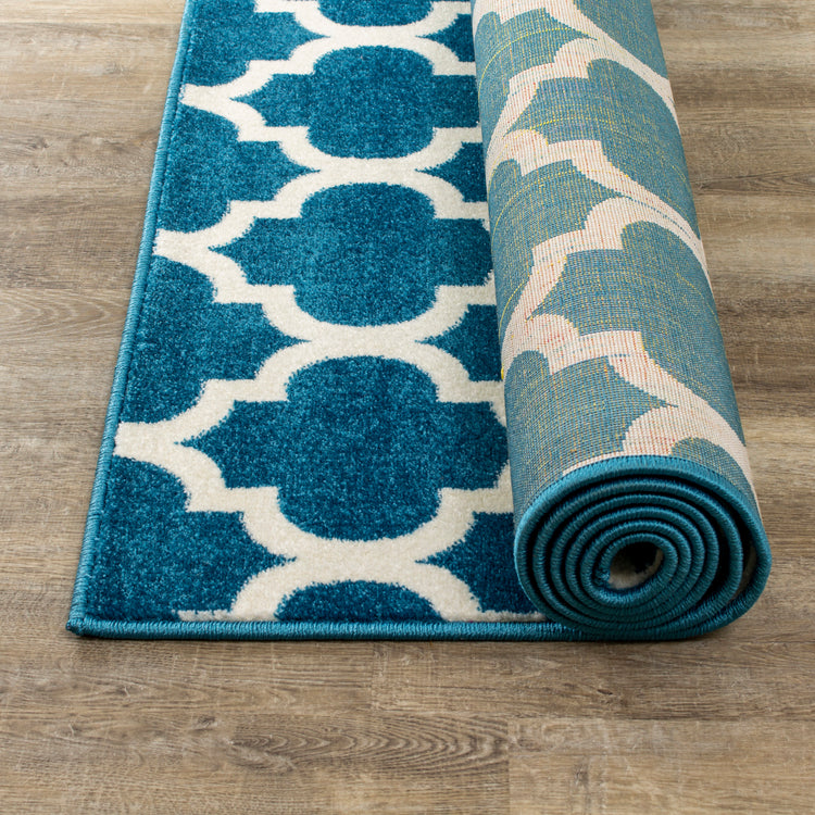 Kyla 11158_140 Teal Cream Ogee Area Rug by Novelle Home