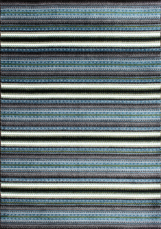 Kyla 11217_198 Grey Blue Banded Stripes Area Rug by Novelle Home