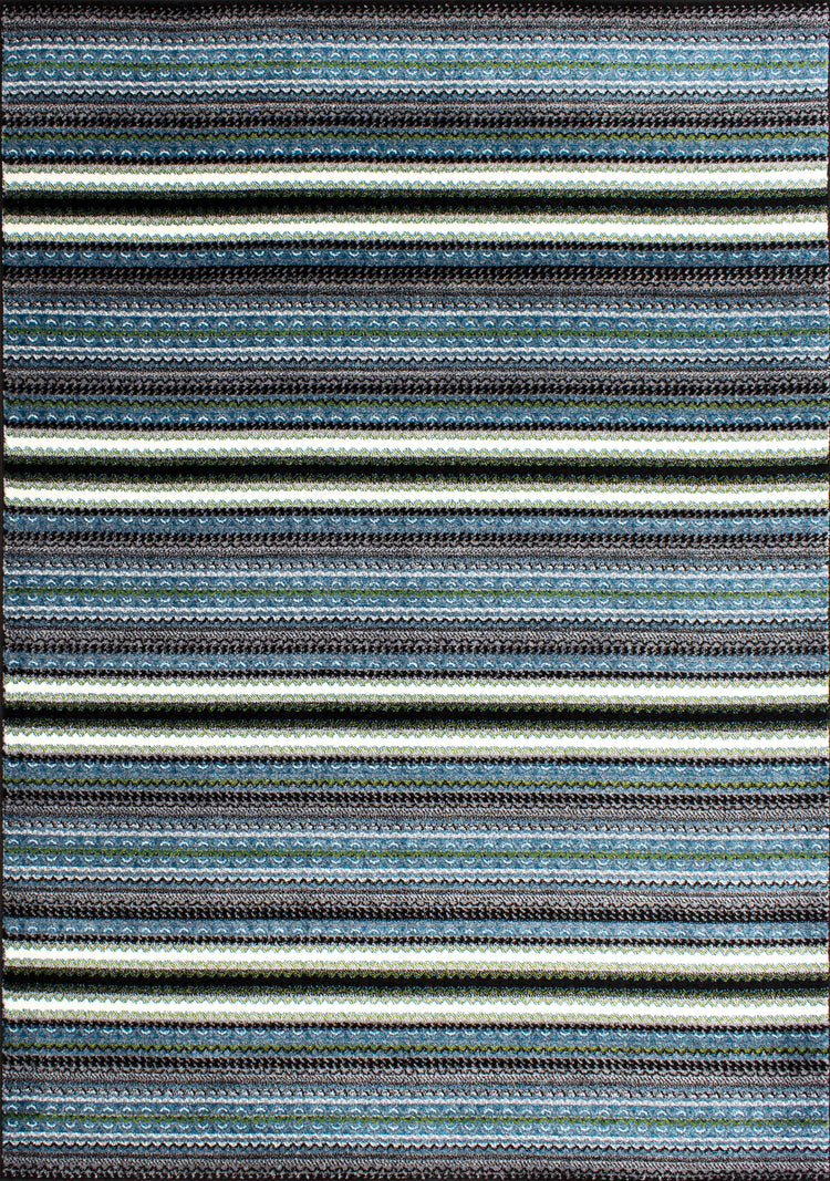 Kyla 11217_198 Grey Blue Banded Stripes Area Rug by Novelle Home