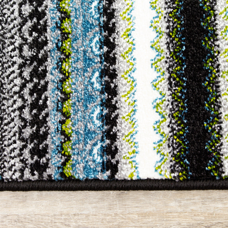 Kyla 11217_198 Grey Blue Banded Stripes Area Rug by Novelle Home