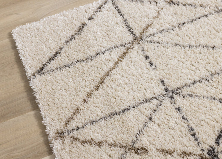 Lane Cream Grey Geometric Luxury Rug by Kalora Interiors
