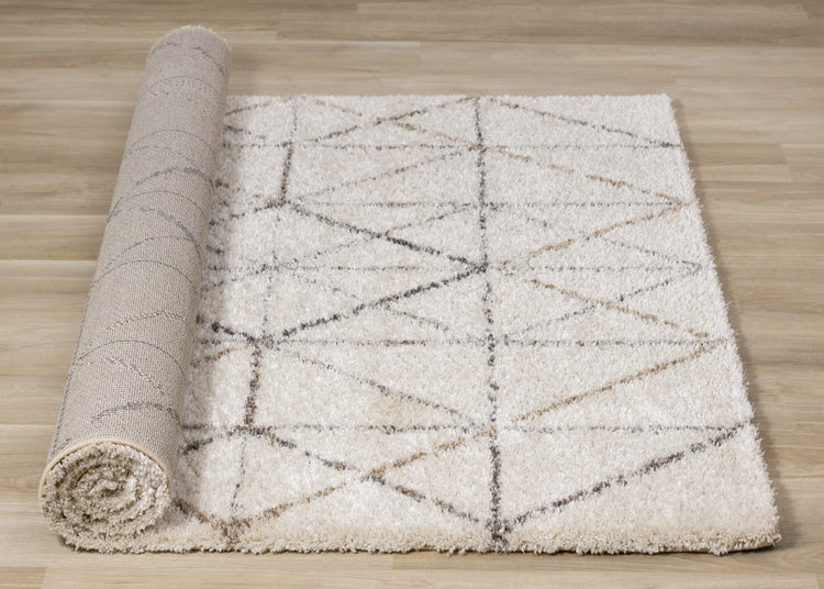 Lane Cream Grey Geometric Luxury Rug by Kalora Interiors
