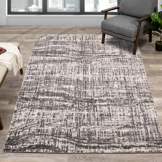 Lyric Grey White Distressed Curvy Rug by Kalora Interiors