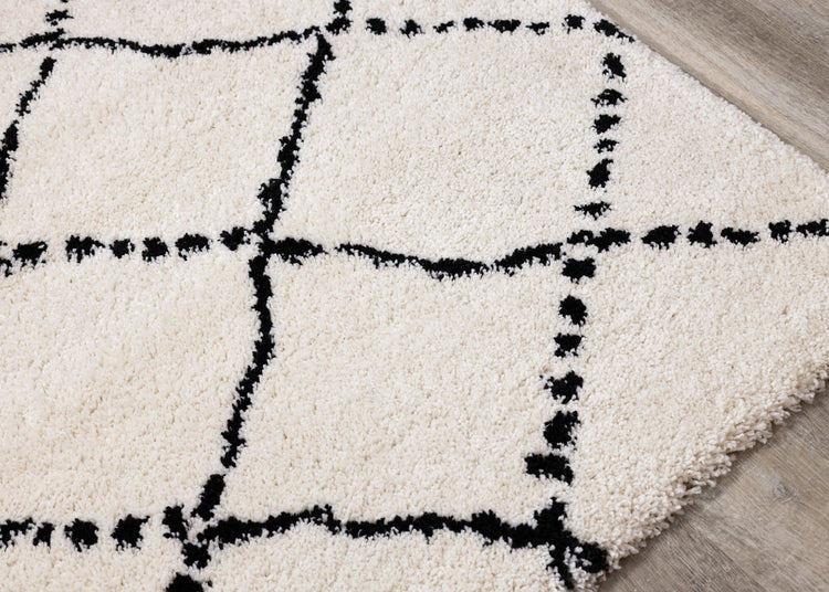 Maroq White Black Diamonds Soft Touch Rug by Kalora Interiors