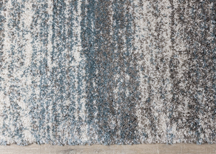 Maroq Grey Blue Distressed Stripes Soft Touch Rug by Kalora Interiors