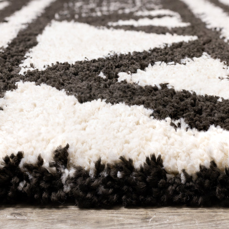 Maroq Black Cream Banded Peaks Rug by Kalora Interiors