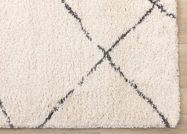 Maroq Cream Grey Uneven Trellis Rug by Kalora Interiors