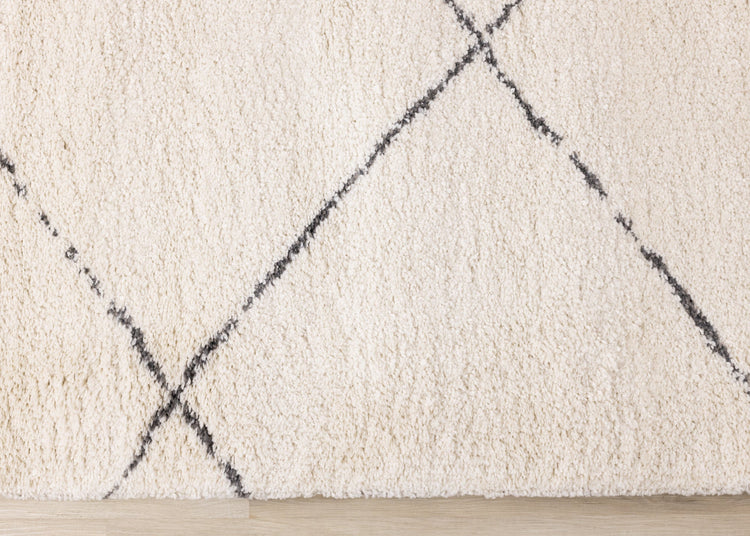 Maroq Cream Grey Uneven Trellis Rug by Kalora Interiors