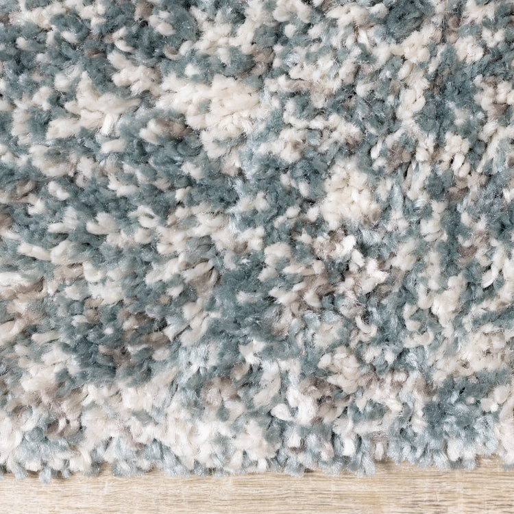 Maroq Blue Grey Cream Shag Rug by Kalora Interiors