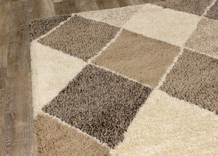 Maroq Cream Beige Diamonds Rug by Kalora Interiors