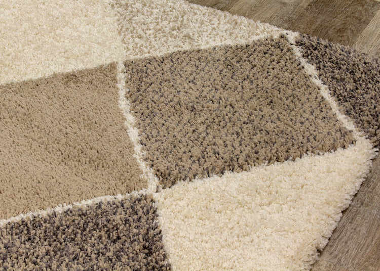 Maroq Cream Beige Diamonds Rug by Kalora Interiors