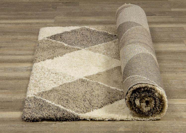 Maroq Cream Beige Diamonds Rug by Kalora Interiors