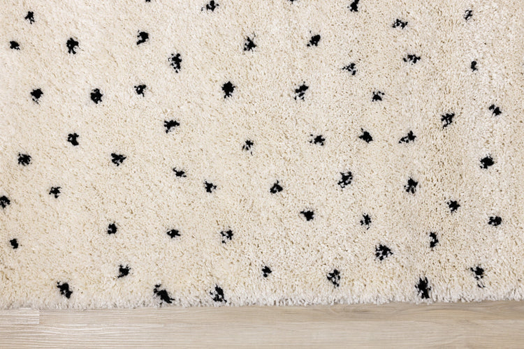 Maroq Cream Black Polka Dot Shag Rug by Kalora Interiors