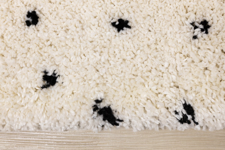 Maroq Cream Black Polka Dot Shag Rug by Kalora Interiors