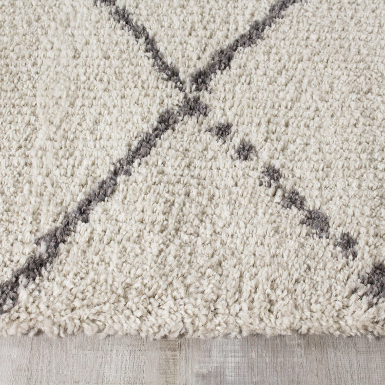 Matrique 5413_3A18 Alfombra de área de pelo enrejado gris blanco de Novelle Home