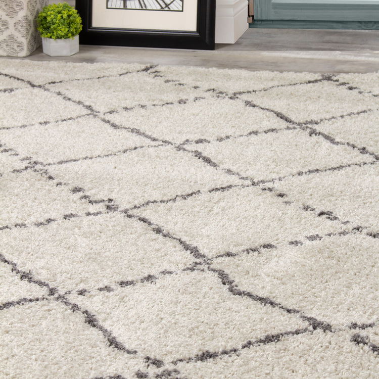 Matrique 5413_3A18 Alfombra de área de pelo enrejado gris blanco de Novelle Home