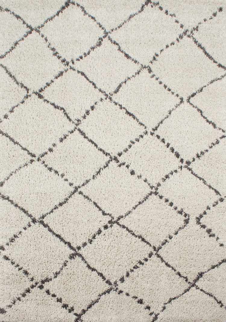 Matrique 5413_3A18 Alfombra de área de pelo enrejado gris blanco de Novelle Home